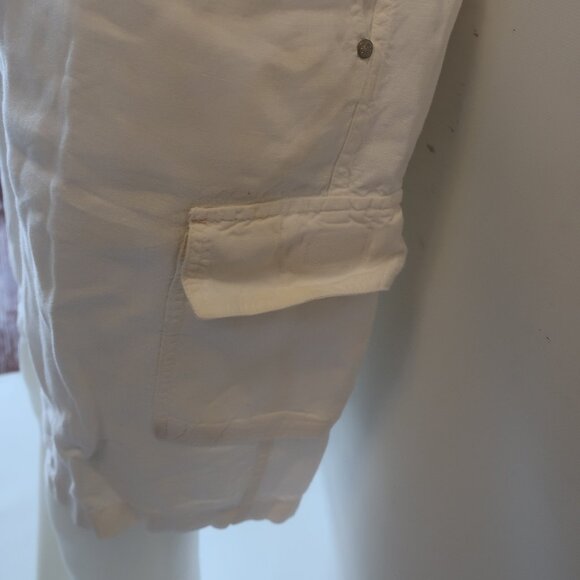 Mens Vilebrequin White 100% Linen Flat Front Drawstring Cargo Shorts 3XL - Picture 7 of 14